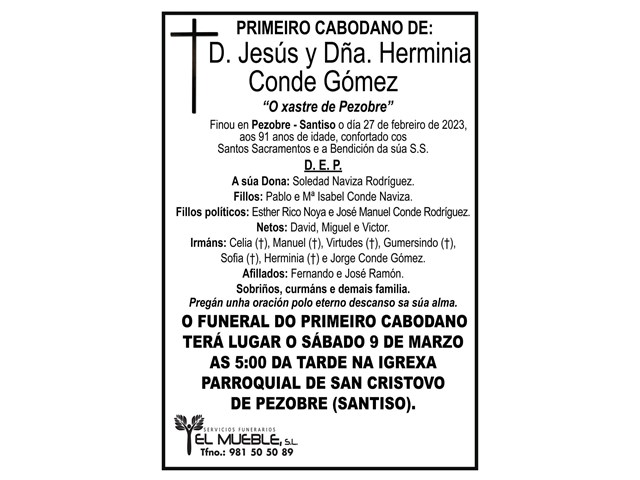 Primeiro cabodano de D. Jesús y Dña. Herminia Conde Gómez.