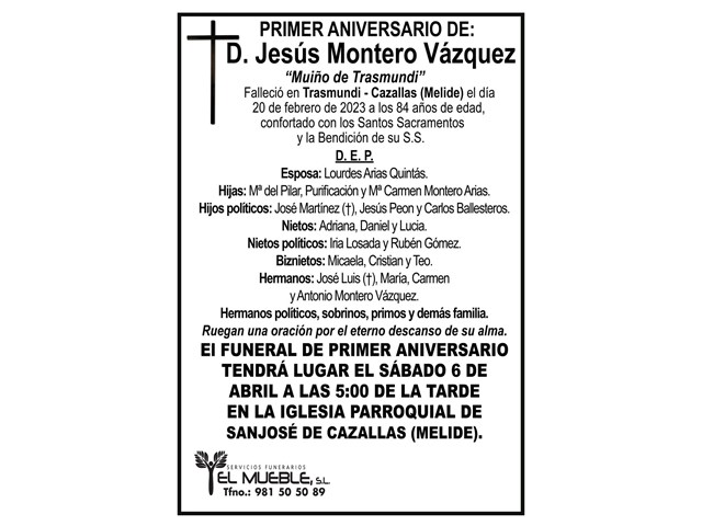 Primer aniversario de D. Jesús Montero Vázquez.