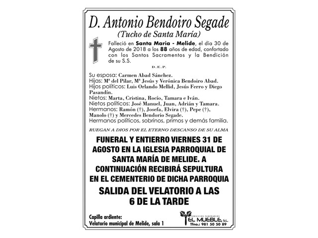 ANTONÍO BENDOÍRO SEGADE