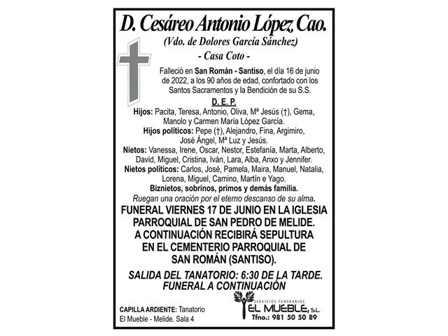 D. CESÁREO ANTONIO LÓPEZ CAO.