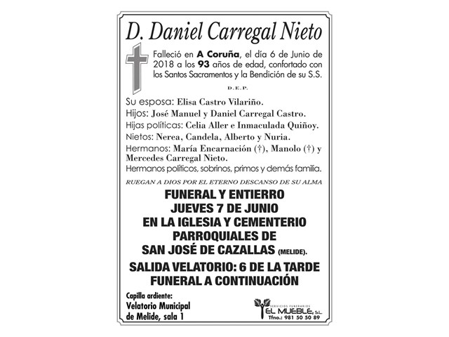 D. DANIEL CARREGAL NIETO