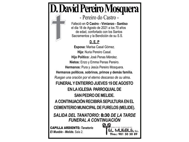 D. DAVID PEREIRO MOSQUERA.
