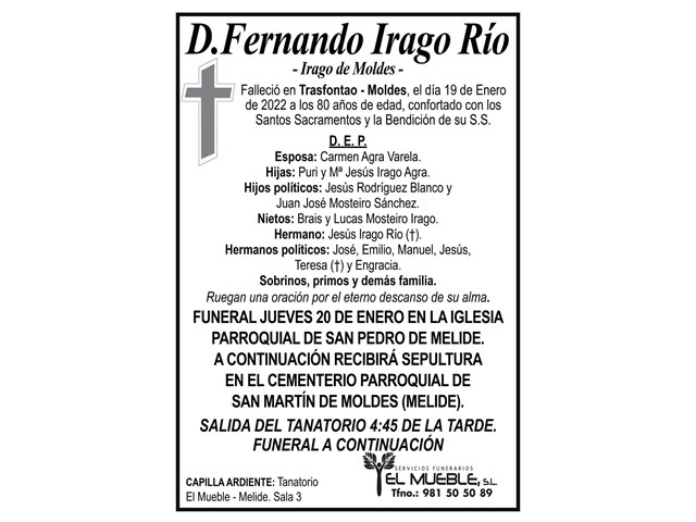 D. FERNANDO IRAGO RÍO.