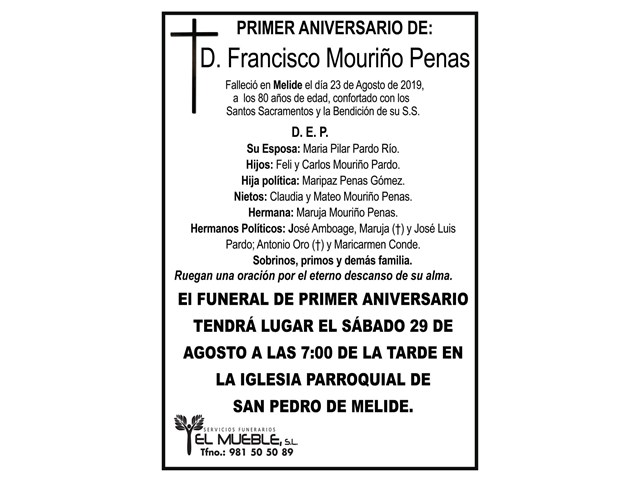 D. FRANCISCO MOURIÑO PENAS.