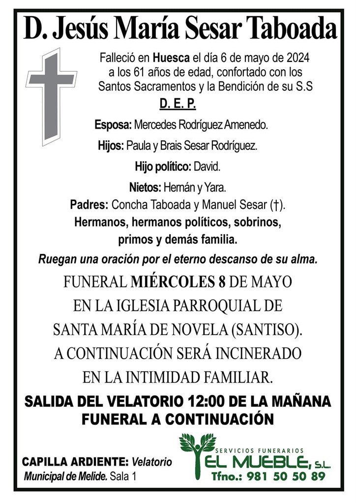 D. JESÚS MARÍA SESAR TABOADA