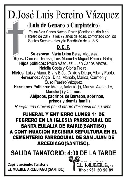 D. JOSÉ LUIS PEREIRO VÁZQUEZ.