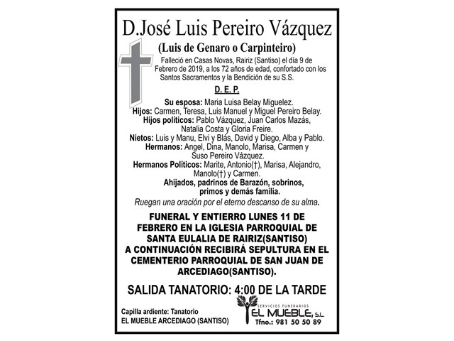 D. JOSÉ LUIS PEREIRO VÁZQUEZ.