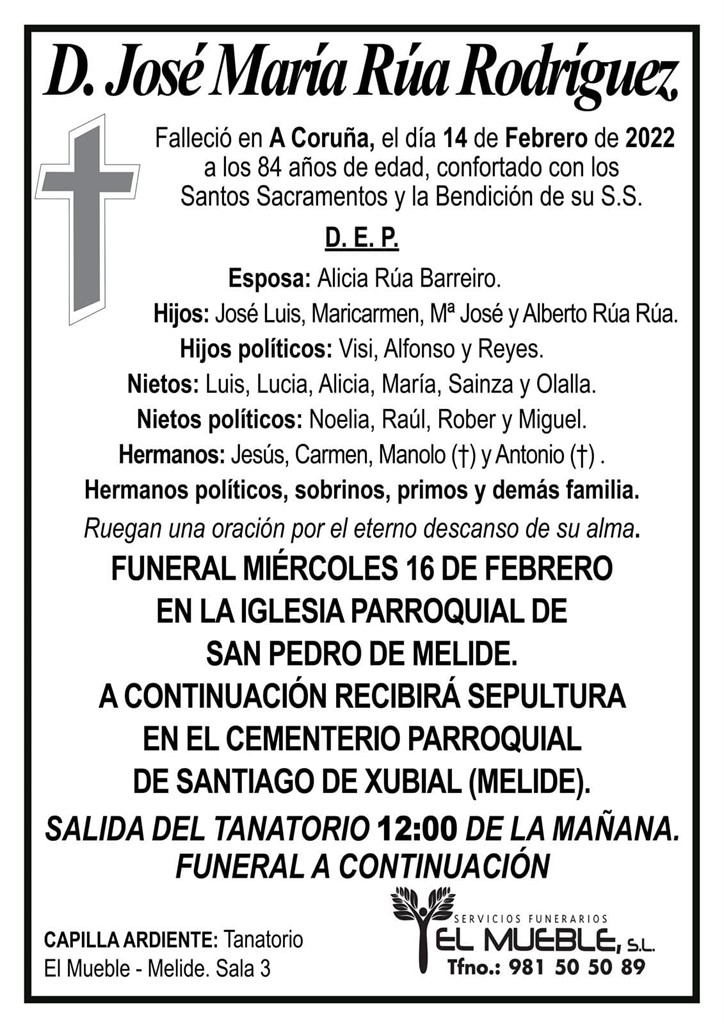 D. JOSÉ MARÍA RÚA RODRÍGUEZ.