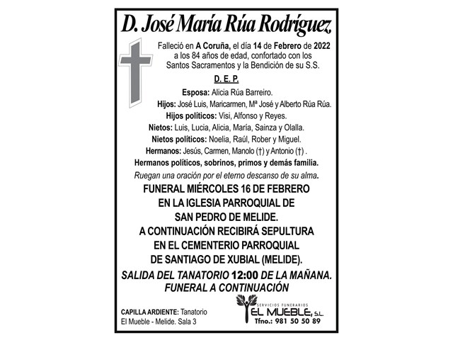 D. JOSÉ MARÍA RÚA RODRÍGUEZ.