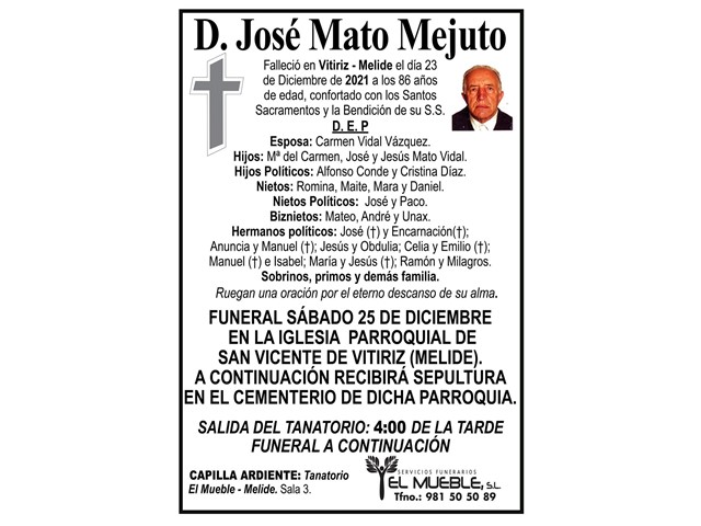 D. JOSÉ MATO MEJUTO.