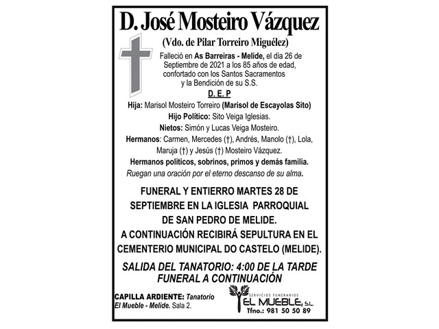 D. JOSÉ MOSTEIRO VÁZQUEZ.