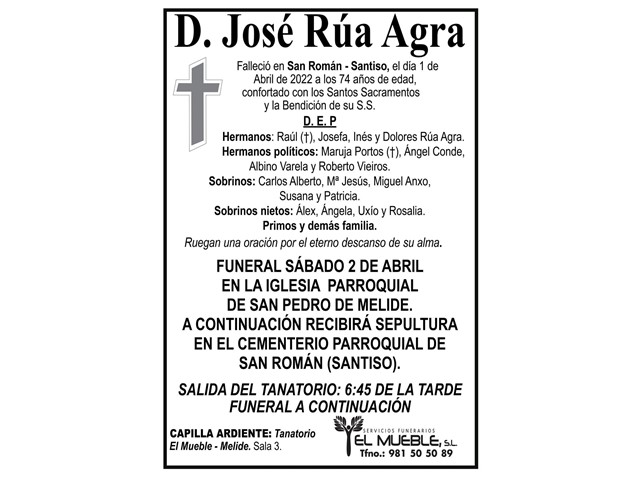 D. JOSÉ RÚA AGRA.