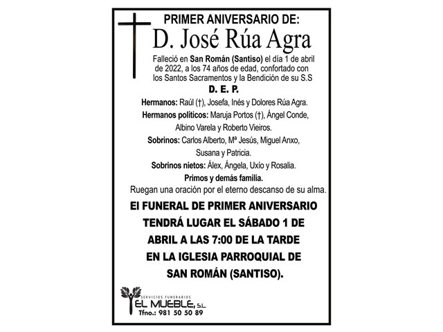 D. JOSÉ RÚA AGRA.