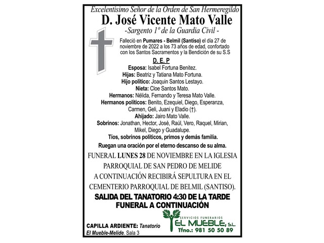 D. JOSÉ VICENTE MATO VALLE.