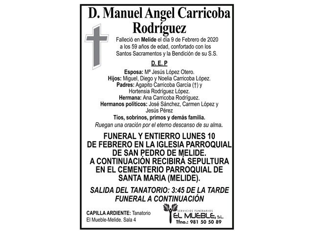 D. MANUEL ANGEL CARRICOBA RODRÍGUEZ.