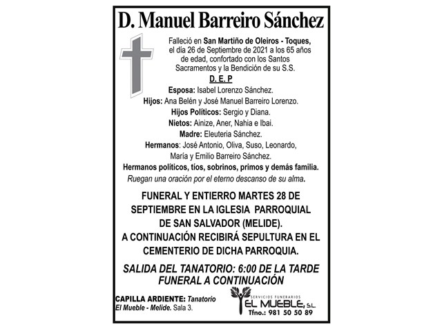 D. MANUEL BARREIRO SÁNCHEZ.