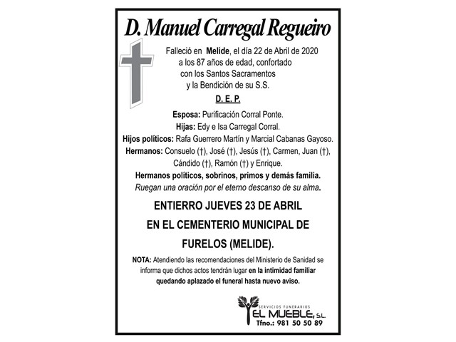D. MANUEL CARREGAL REGUEIRO.