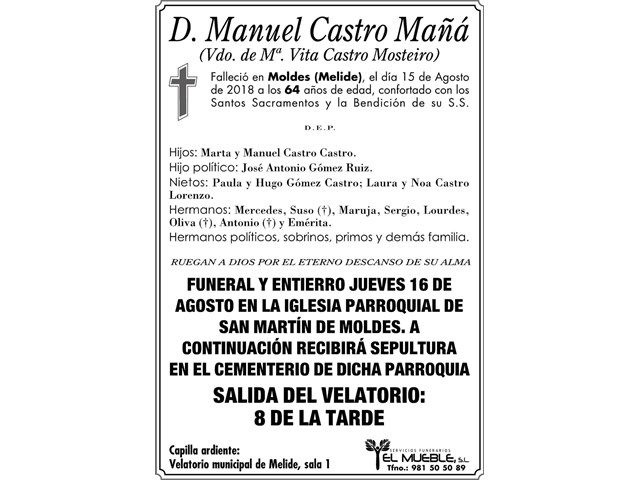 D. MANUEL CASTRO MAÑÁ