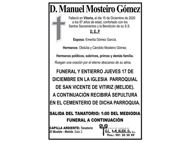 D. MANUEL MOSTEIRO GÓMEZ.