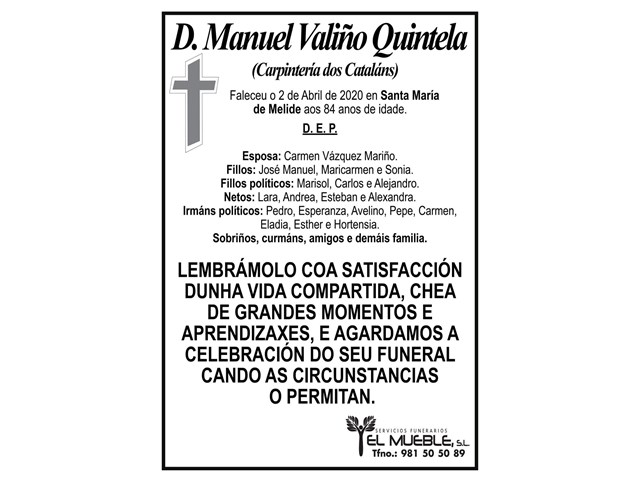 D. MANUEL VALIÑO QUINTELA.