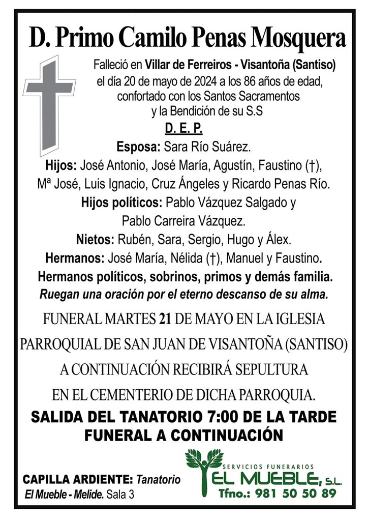 D. PRIMO CAMILO PENAS MOSQUERA.