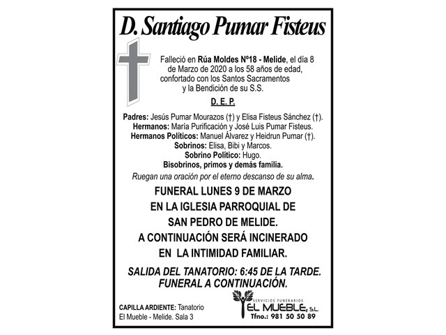 D. SANTIAGO PUMAR FISTEUS.
