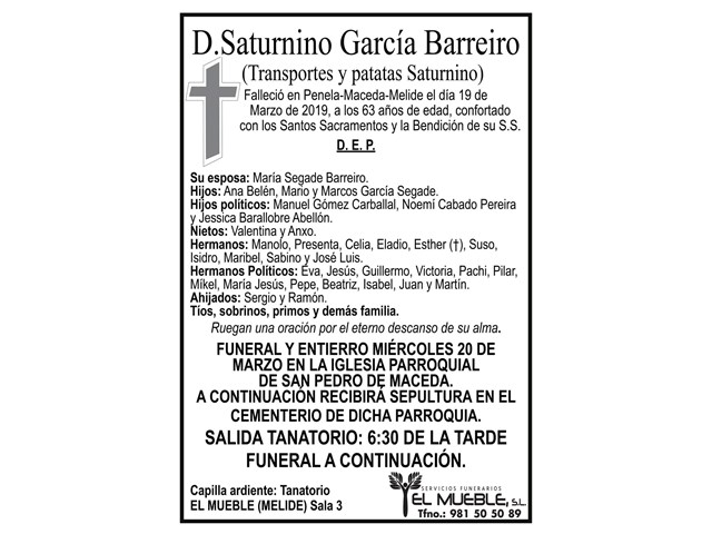 D. SATURNINO GARCÍA BARREIRO