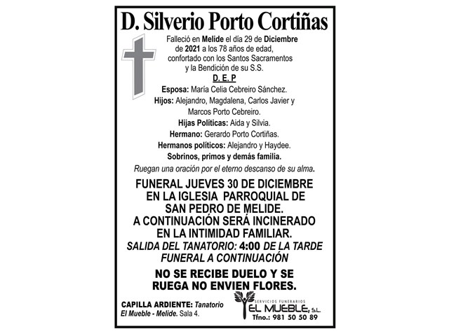 D. SILVERIO PORTO CORTIÑAS.