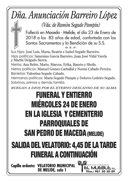 Dñ.ANUNCIACIÓN BARREIRO LÓPEZ