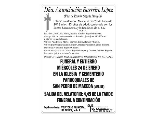 Dñ.ANUNCIACIÓN BARREIRO LÓPEZ