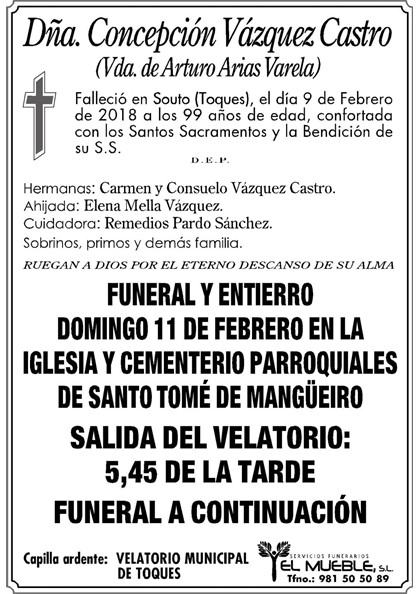 Dñ. CONCECIÓN VÁZQUEZ CASTRO
