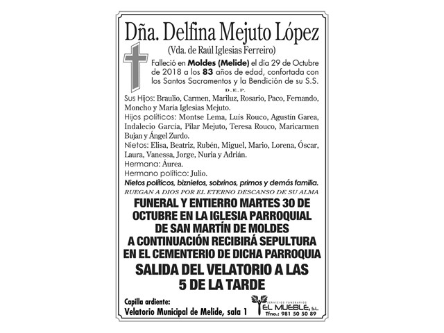 Dñ. DELFINA MEJUTO LÓPEZ