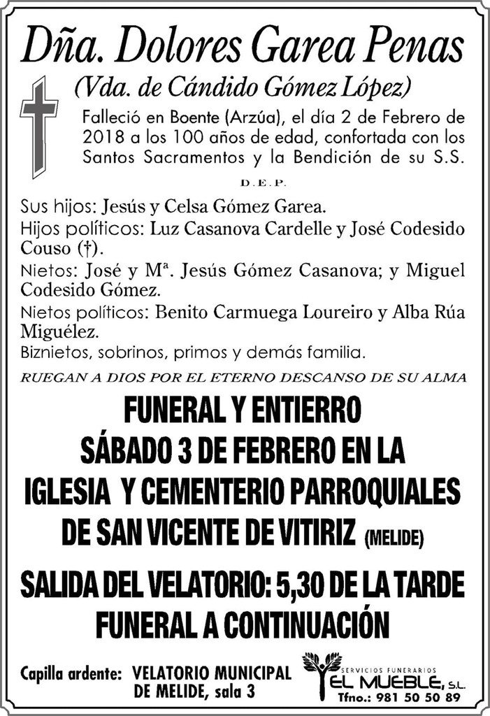 Dñ. DOLORES GAREA PENAS