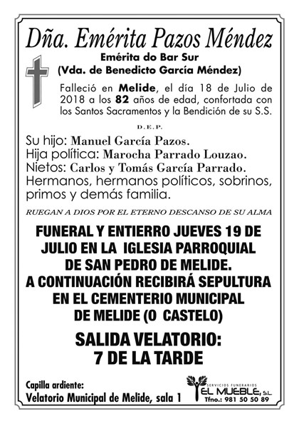 Dñ. EMÉRITA PAZOS MÉNDEZ