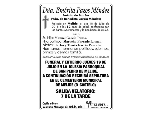 Dñ. EMÉRITA PAZOS MÉNDEZ