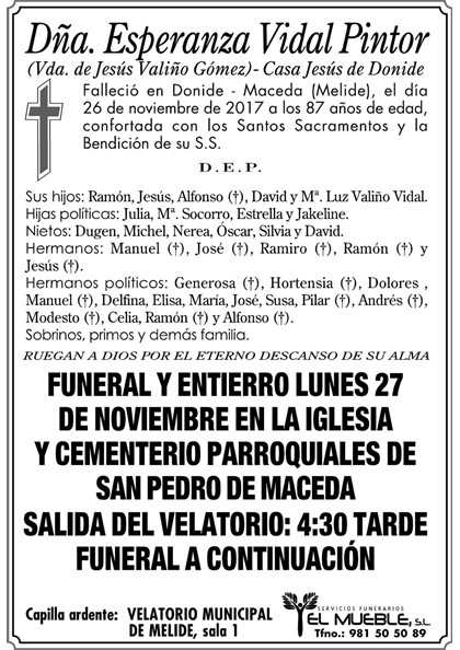 Dñ. ESPERANZA VIDAL PINTOR