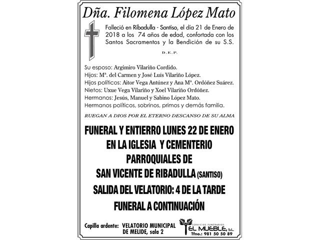 Dñ. FILOMENA LÓPEZ MATO