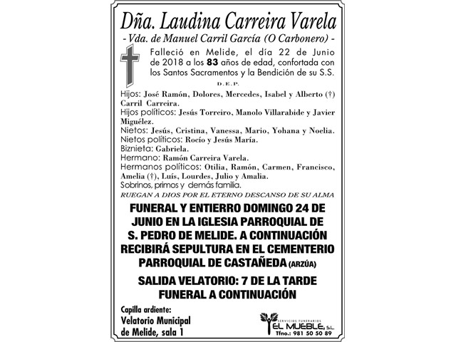 Dñ. LAUDINA CARREIRA VARELA