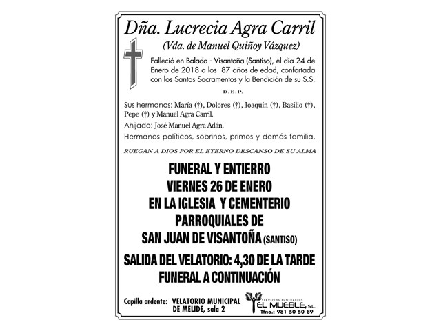 Dñ.LUCRECIA AGRA CARRIL