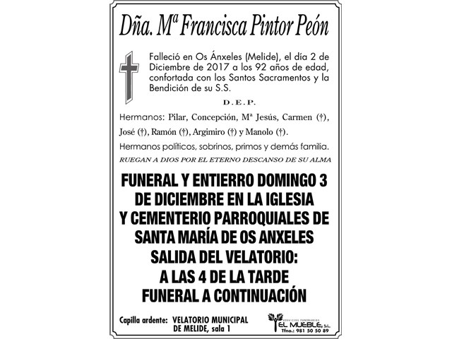 Dñ.MARIA FRANCISCA PINTOR PEON