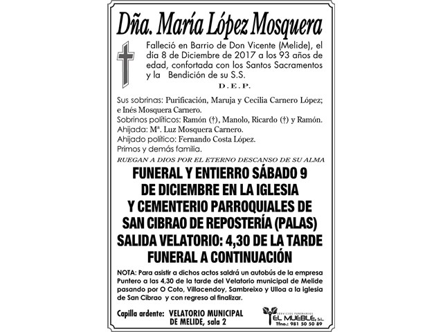 Dñ.MARIA LÓPEZ MOSQUERA