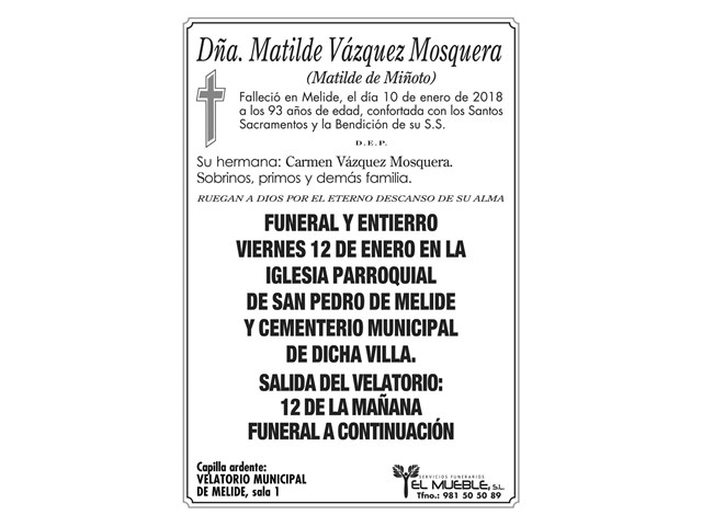 Dñ.MATILDE VÁZQUEZ MOSQUERA