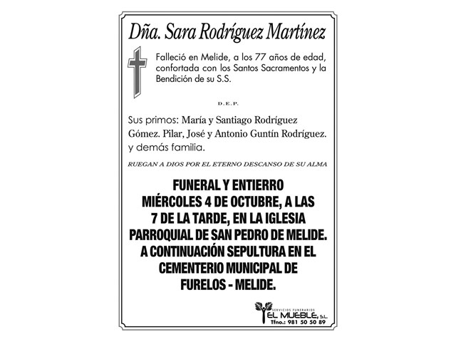 Dñ.SARA RODRIGUEZ MARTINEZ