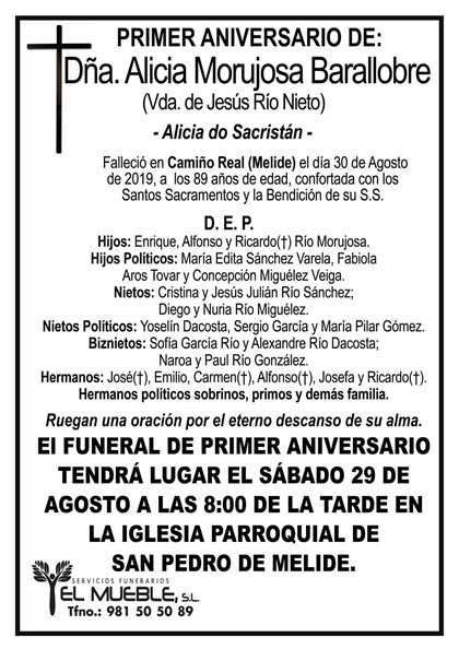 DÑA. ALICIA MORUJOSA BARALLOBRE.