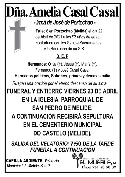 DÑA. AMELIA CASAL CASAL.