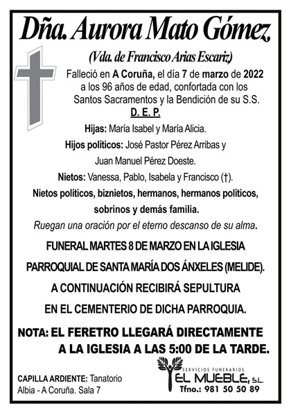 DÑA. AURORA MATO GÓMEZ.
