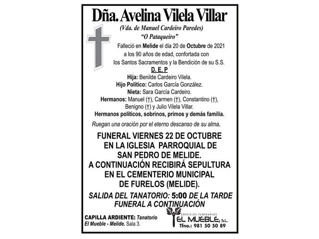 DÑA. AVELINA VILELA VILLAR.