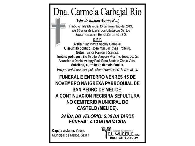 DÑA. CARMELA CARBAJAL RÍO.