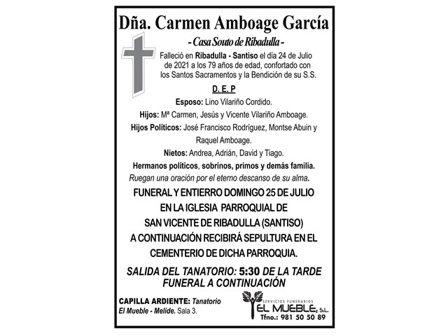 DÑA. CARMEN AMBOAGE GARCÍA.