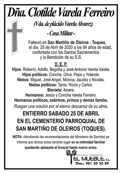DÑA. CLOTILDE VARELA FERREIRO.